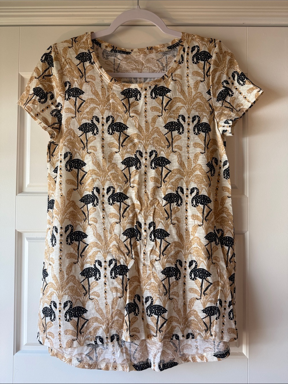 Lilly Pulitzer Cream and Black Flamingo Print Short Sleeve Tee